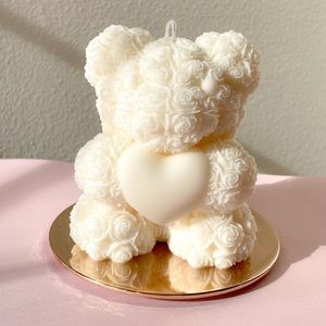 Teddy Bear with Heart Candle | Rose Teddy Candle | Valentine’s Day Gift